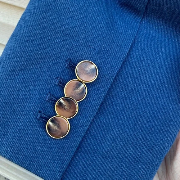 Derek Lam 10 Crosby | Eliza Double Breasted Blue Stretch Cotton Jacket size 4 - Picture 8 of 10